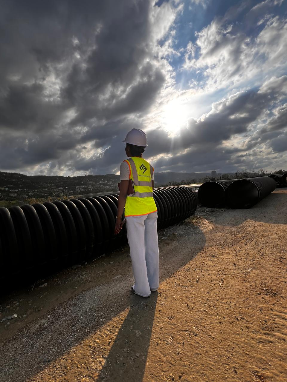 SJE engineer overlooking a pipeline construction site