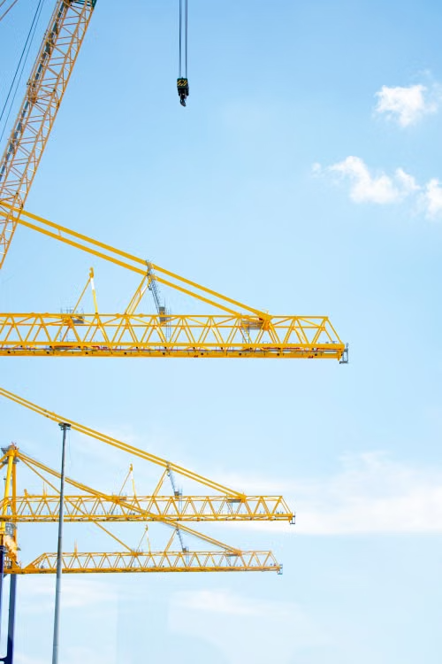 Construction cranes during project supervision